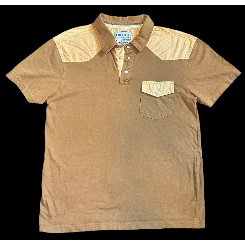 Outlander by Craft-Flow Men Western Polo Shirt Tan Pearl Snap CP-DIABLO-MN Small